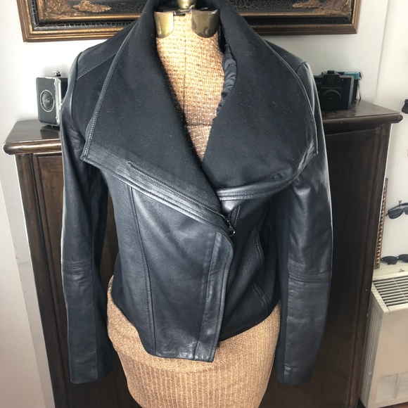 Vince Cross Front LeatherWool Jacket S